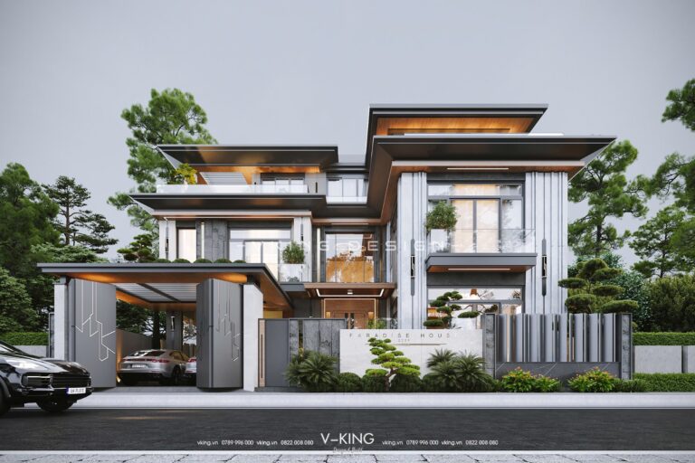 Thiết kế biệt thự hiện đại 3 tầng mái bằng