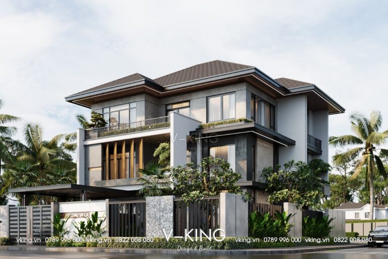 Thiết kế biệt thự hiện đại 3 tầng mái nhật